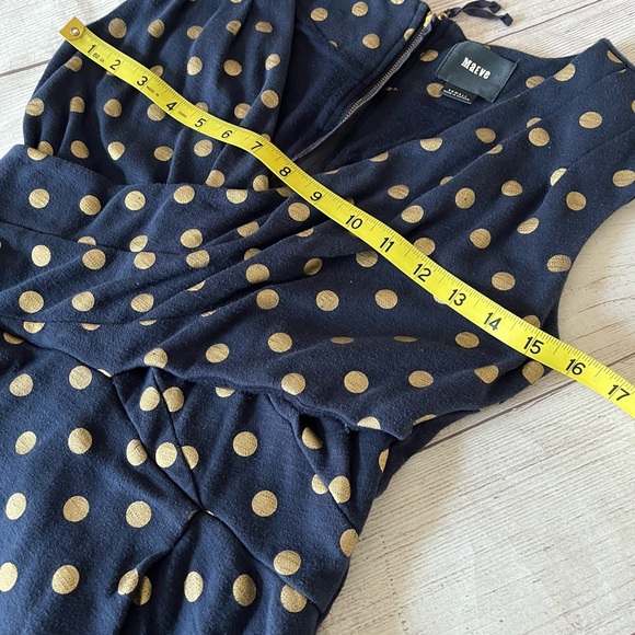 Anthro Maeve navy blue/gold polka dot swing dress XS - Picture 7 of 9